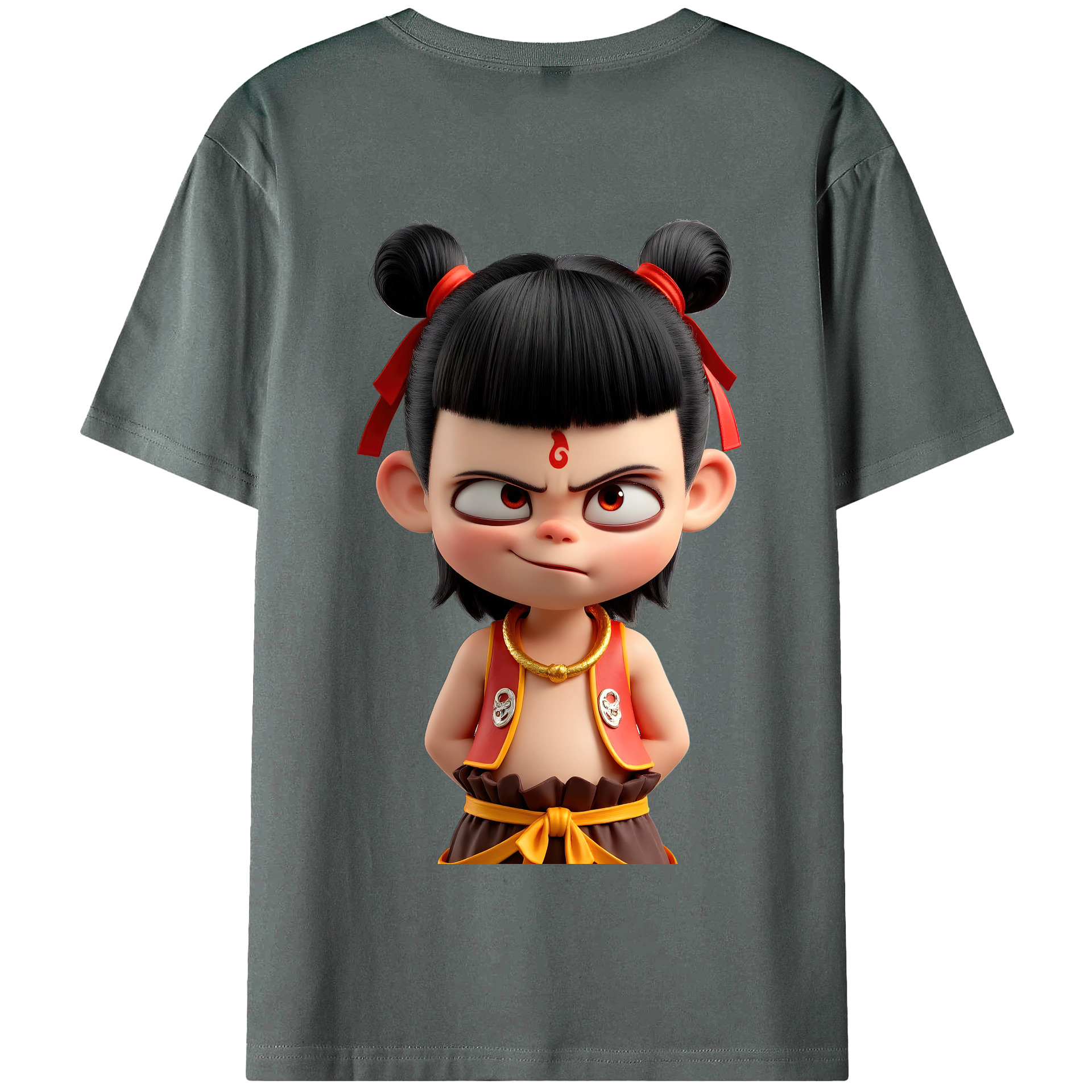 （画像用） Ne Zha 2 ナタ 魔童の大暴れ 綿100％半袖Tシャツ（背面プリント）